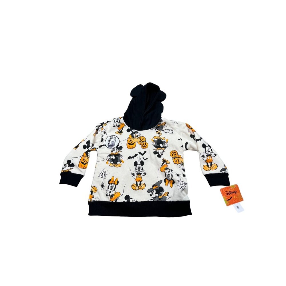 Disney Halloween Mickey Mouse Hoodie 3T Pumpkin Spiders Spooky Fest NWT